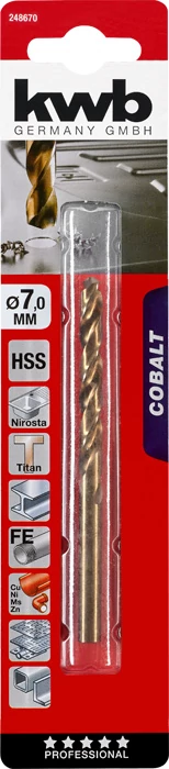 KWB PROFESSIONAL HSS-G CO TWIST METAL DRILL bliszteres fémfúrószár  7,0 mm    49248670