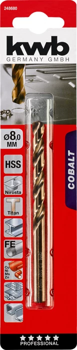 KWB PROFESSIONAL HSS-G CO TWIST METAL DRILL bliszteres fémfúrószár  8,0 mm   49248680