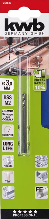 KWB PROFESSIONAL HI-NOX HSS-M2 METAL DRILL   hengeres fémfúrószár  61 x 18 x 3,0 mm   49258630