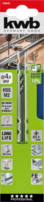 KWB PROFESSIONAL HI-NOX HSS-M2 METAL DRILL   hengeres fémfúrószár  75 x 25 x 4,0 mm    49258640