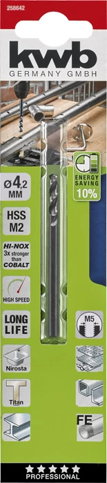 KWB PROFESSIONAL HI-NOX HSS-M2 METAL DRILL  hengeres fémfúrószár  75 x 25 x 4,2 mm   49258642