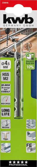 KWB PROFESSIONAL HI-NOX HSS-M2 METAL DRILL  hengeres fémfúrószár  80 x 28 x 4,5 mm    49258645