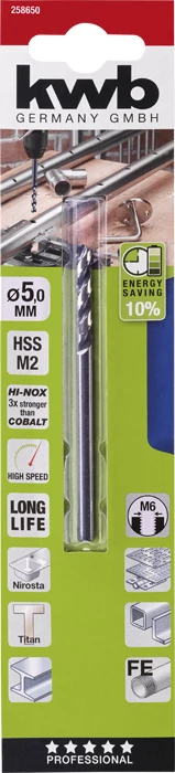 KWB PROFESSIONAL HI-NOX HSS-M2 METAL DRILL  hengeres fémfúrószár  86 x 32 x 5,0 mm   49258650