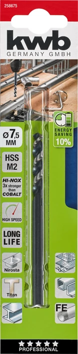 KWB PROFESSIONAL HI-NOX HSS-M2 METAL DRILL  hengeres fémfúrószár  109 x 45 x 7,5 mm   49258675