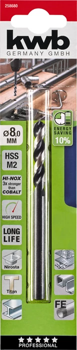 KWB PROFESSIONAL HI-NOX HSS-M2 METAL DRILL  hengeres fémfúrószár  117 x 51 x 8,0 mm   49258680