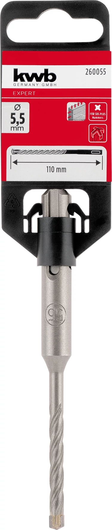 KWB EXPERT HM, TCT HB4X SDS PLUS HAMMER DRILL BIT négy élű vasbeton fúrószár  110/50 x 5.5 mm49260055
