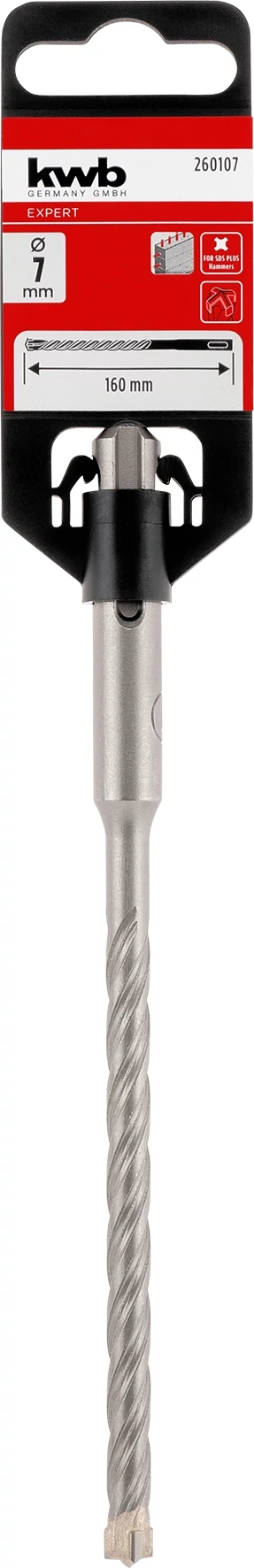 KWB EXPERT HM, TCT HB4X SDS PLUS HAMMER DRILL BIT négy élű vasbeton fúrószár  160/100 x 7 mm49260107