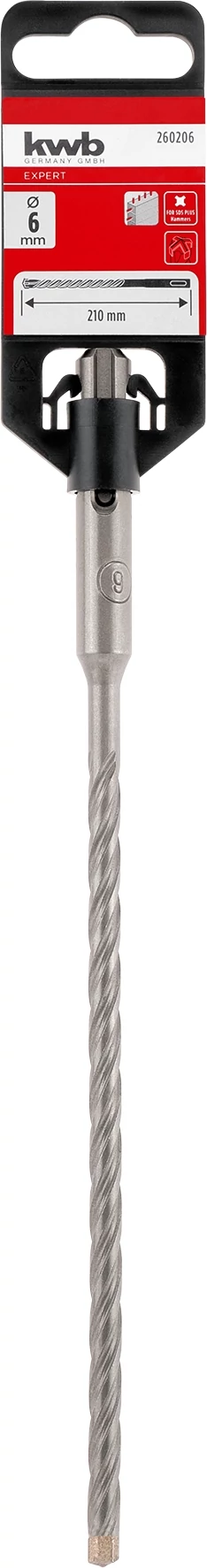 KWB EXPERT HM, TCT HB4X SDS PLUS HAMMER DRILL BIT négy élű vasbeton fúrószár  210/150 x 6 mm49260206