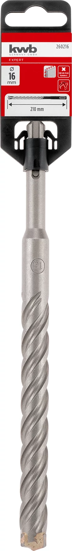 KWB EXPERT HM, TCT HB4X SDS PLUS HAMMER DRILL BIT  négy élű vasbeton fúrószár  210/150 x 16 mm49260216