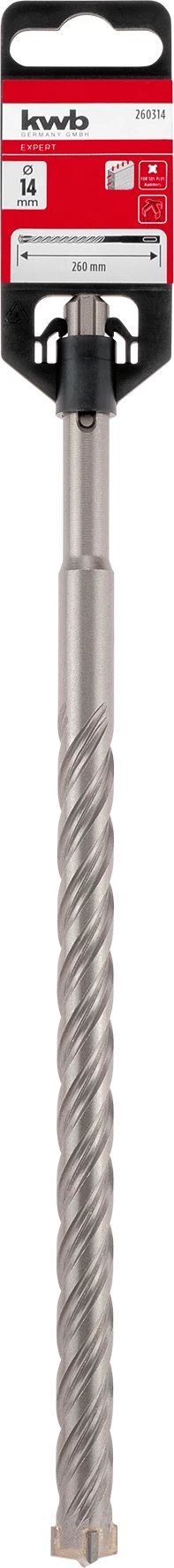 KWB EXPERT HM, TCT HB4X SDS PLUS HAMMER DRILL BIT négy élű vasbeton fúrószár  260/200 x 14 mm 492603014