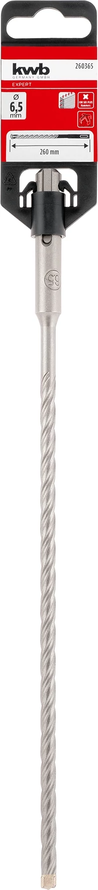 KWB EXPERT HM, TCT HB4X SDS PLUS HAMMER DRILL BIT  négy élű vasbeton fúrószár  260/200 x 6,5 mm 49260365