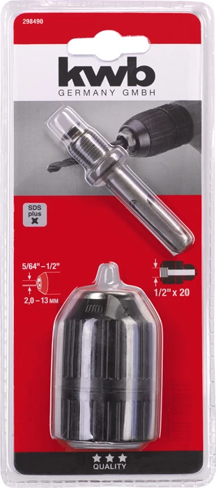 KWB CLASSIC ütésálló kulcs nélküli fúrótokmány SDS Plus adapterrel, rögzítőcsavarral,  belső menet: B 1,5-13 mm   49298490
