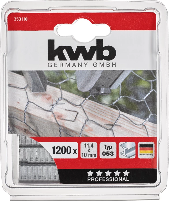KWB PROFI HIGH QUALITY STEEL STAPLES  Type 053/353  11,4 x 10 mm  1200 db   49353110