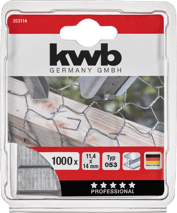 KWB PROFI HIGH QUALITY STEEL STAPLES  Type 053/353 11,4 x 14 mm  1000 db   49353114