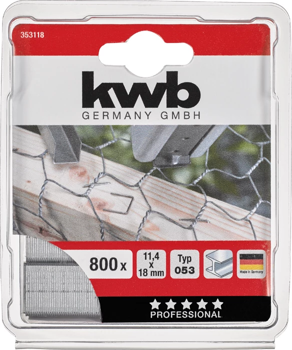 KWB PROFI HIGH QUALITY STEEL STAPLES Type 053/353  11,4 x 18 mm    800 db    49353118