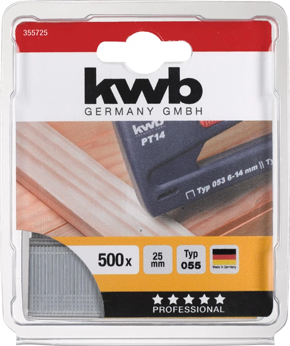 KWB PROFI HIGH QUALITY EXTRA SRONG STEEL BRADS Type 055/355  szeg 25 mm  500 db     49355725