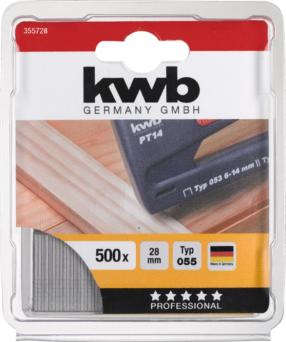 KWB PROFI HIGH QUALITY EXTRA SRONG STEEL BRADS  Type 055/355  szeg 28 mm  500 db     49355728