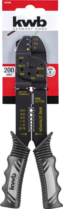 KWB PROFESSIONAL CRIMPING PLIERSkombinált többcélú blankoló és krimpelő fogó csavarvágóval  200 mm    49403100