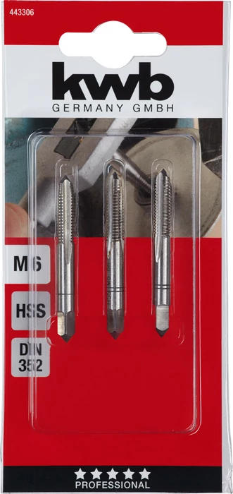 KWB PROFESSIONAL HSS-G HAND TAPS SET metrikus kézi menetfúró 50 x 19 x 6.0 mm    M6   menetemelkedés: 1.0   49443306