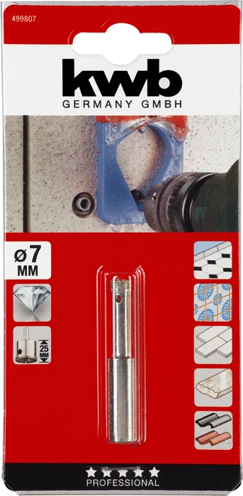 KWB EXPERT DIAMOND HOLE SAW for WET CUTTING csapos gyémánt koronafúró    7 x 25 mm    49499807