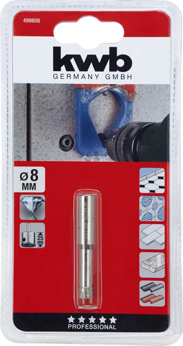 KWB EXPERT DIAMOND HOLE SAW for WET CUTTING csapos gyémánt koronafúró    8 x 25 mm     49499808