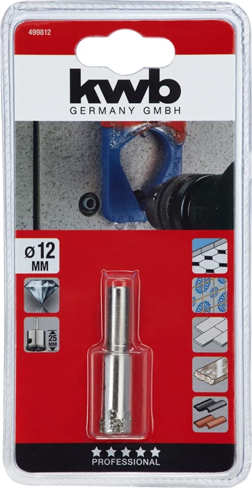 KWB EXPERT DIAMOND HOLE SAW for WET CUTTING csapos gyémánt koronafúró  12 x 25 mm    49499812