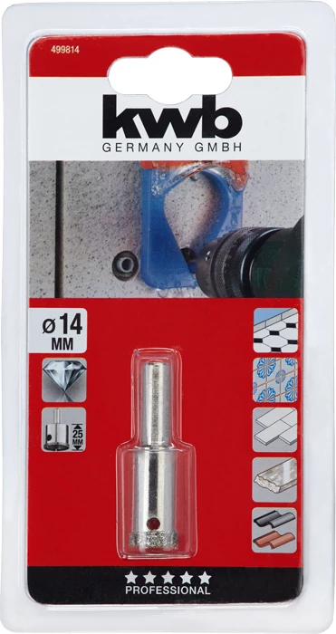 KWB EXPERT DIAMOND HOLE SAW for WET CUTTING csapos gyémánt koronafúró  14 x 25 mm    49499814