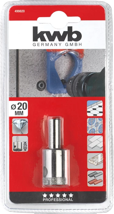 KWB EXPERT DIAMOND HOLE SAW for WET CUTTING csapos gyémánt koronafúró  20 x 25 mm    49499820