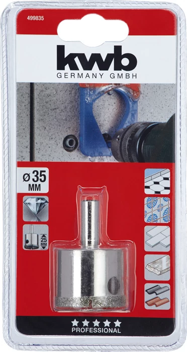 KWB EXPERT DIAMOND HOLE SAW for WET CUTTING csapos gyémánt koronafúró  35 x 25 mm   49499835