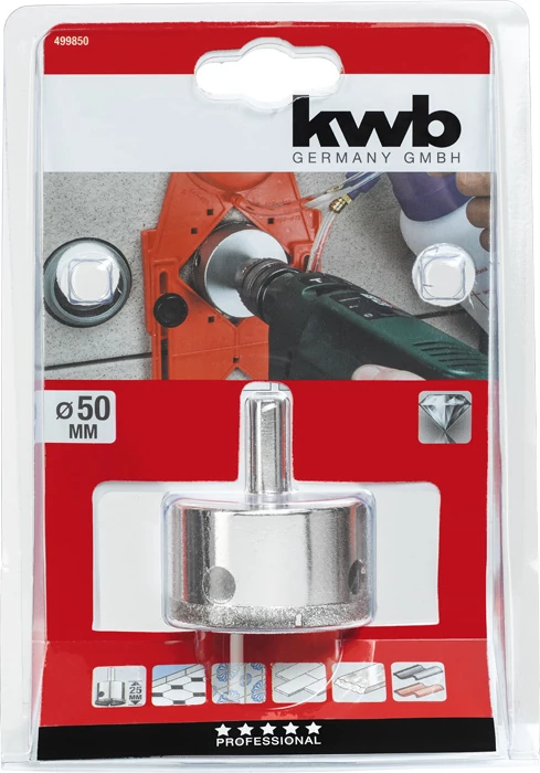 KWB EXPERT DIAMOND HOLE SAW for WET CUTTING csapos gyémánt koronafúró  50 x 25 mm    49499850