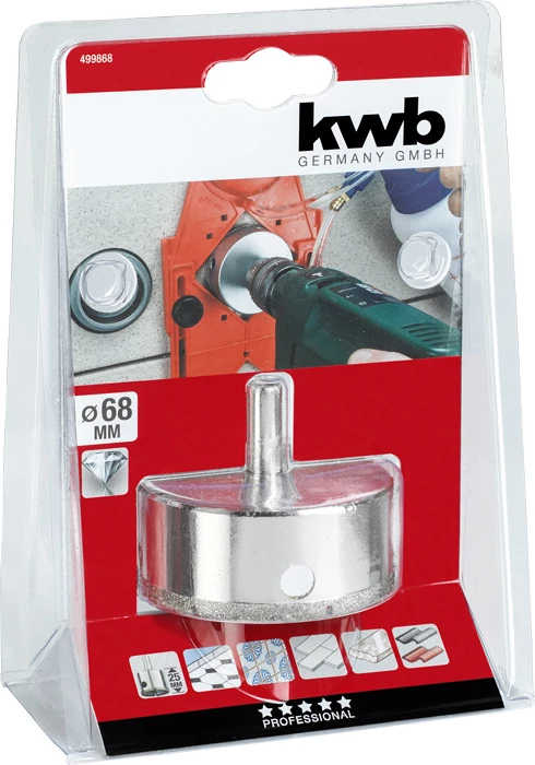 KWB EXPERT DIAMOND HOLE SAW for WET CUTTING csapos gyémánt koronafúró  68 x 25 mm     49499868