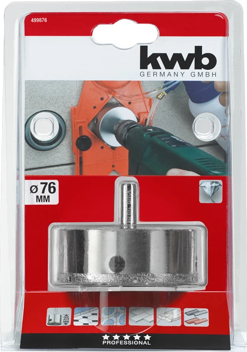 KWB EXPERT DIAMOND HOLE SAW for WET CUTTING csapos gyémánt koronafúró  76 x 25 mm    49499876