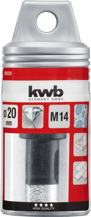  KWB PROFESSIONAL M14 DIAMOND-GRITTED HOLE SAWS FOR DRY CUTTING  M14-es gyémánt koronafúró    20 x 40 x 60 mm    49500220