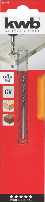 KWB EXPERT CrV 2-PHASE FLUTES WOOD DRILL BITS hengeres befogású fafúrószár  75/45 x 4,0 mm  49511464