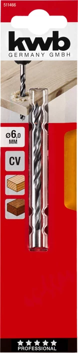 KWB EXPERT CrV 2-PHASE FLUTES WOOD DRILL BITS hengeres befogású fafúrószár  93/63 x 6,0 mm  49511466