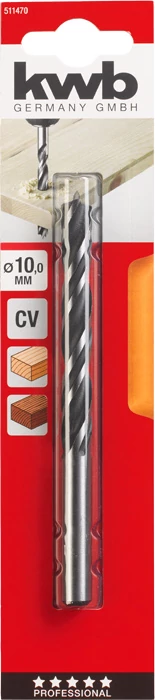 KWB EXPERT CrV 2-PHASE FLUTES WOOD DRILL BITS hengeres befogású fafúrószár  120/95 x 10,0 mm  49511470