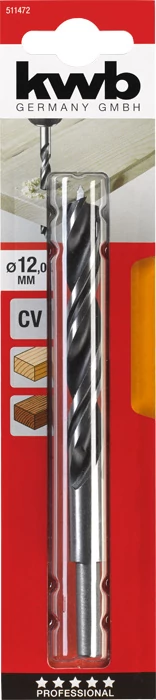 KWB EXPERT CrV 2-PHASE FLUTES WOOD DRILL BITS hengeres befogású fafúrószár  151/115 x 12,0 mm  49511472