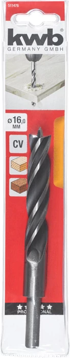KWB EXPERT CrV 2-PHASE FLUTES WOOD DRILL BITS hengeres befogású fafúrószár  160/121 x 16,0 mm49511476