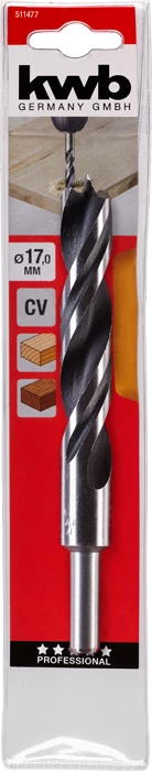 KWB EXPERT CrV 2-PHASE FLUTES WOOD DRILL BITS hengeres befogású fafúrószár  160/121 x 17,0 mm49511477