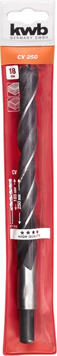 KWB EXPERT CrV EXTRA LONG WOOD DRILL BIT hengeres befogású fafúrószár  250/185 x 18,0 mm  49511818