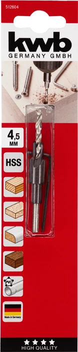 KWB EXPERT HSS-M2 WOOD DRILL WITH COUNTERBORE előfúrószár állítható, komfirmátorcsavar süllyesztő 4,5 - 7 mm