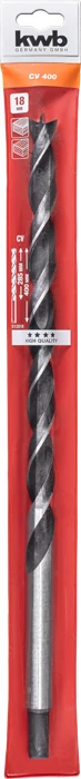 KWB EXPERT CrV EXTRA LONG WOOD DRILL BIT hengeres befogású fafúrószár  400/285 x 18,0 mm  49512818