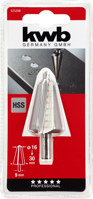 KWB PROFI HSS CONECUT DRILL fokozatmentes kúpfúró acéllemez, színesfém, PVC  16-30 x 8 mm   49525200