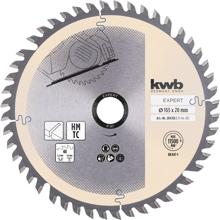 KWB EXPERT CLEAN CUT CIRCULAR SAW BLADES FOR HAND HELD CIRCULAR SAWSTCT fűrészlap 165 x 20 x 2,2 mmfogak: 48    49584768