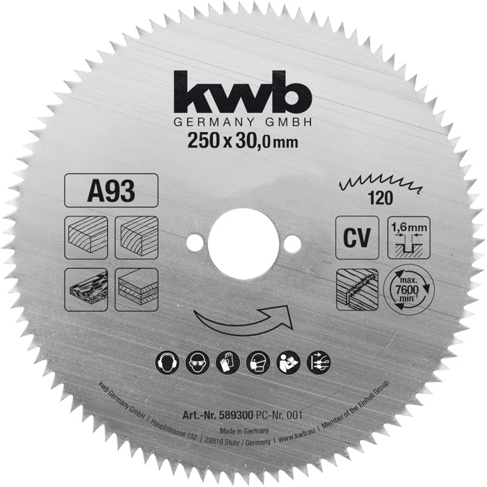 KWB PROFI CrV fűrészlap  250 x 30 x 1,6 mm  fogak: 120