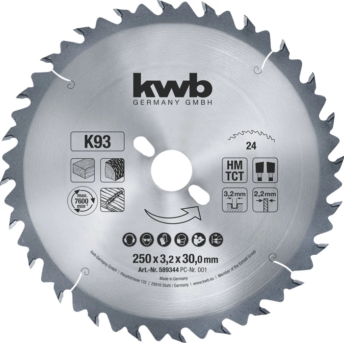 KWB PROFI TCT fűrészlap  250 x 30 x 2,2 mm  fogak: 24