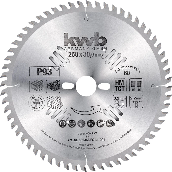 KWB EXPERT TCT fűrészlap  250 x 30 x 2,2 mm  fogak: 60    49589366