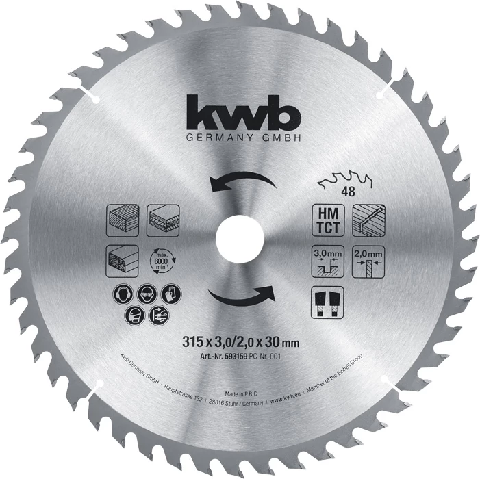 KWB CLASSIC TCT fűrészlap  315 x 30 x 1,8 mm  fogak: 48