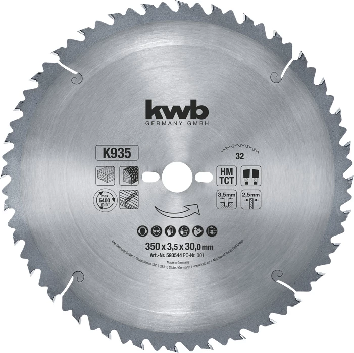 KWB PROFI TCT fűrészlap  350 x 30 x 2,5 mm  fogak: 32