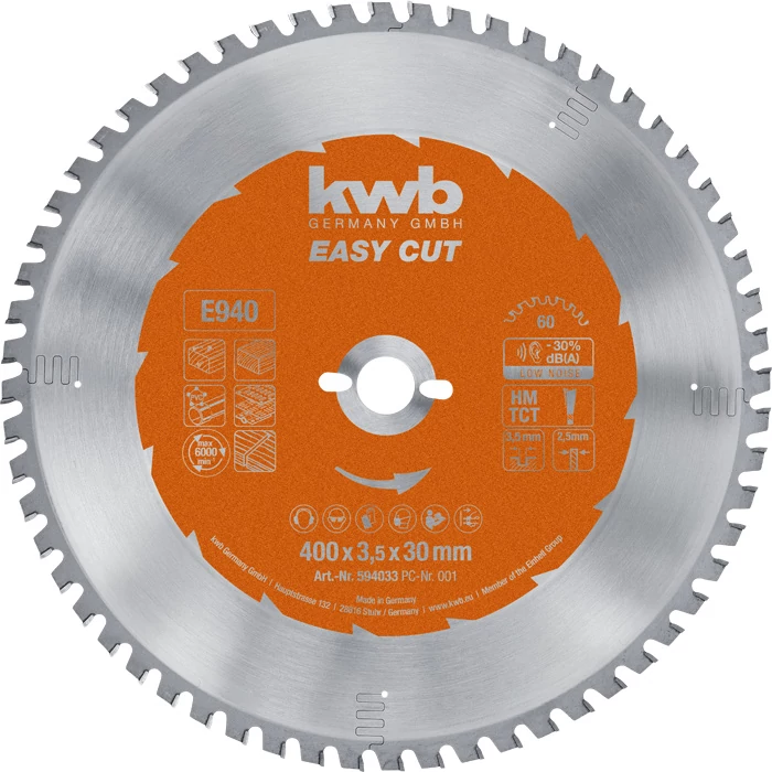 KWB PROFESSIONAL EASY CUT TCT  400 x 30 x 2,5 mm  fogak: 60     49594033